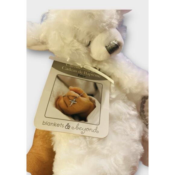 Blankets Beyond Security Blanket Bear White Silver Cross Baby Lovey - Picture 2 of 5